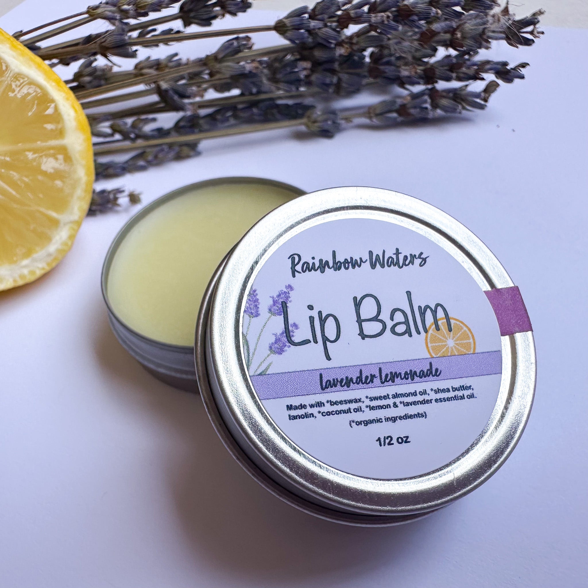 Lavender Lemonade Lip Balm, lanolin enriched, 1/2 oz tin