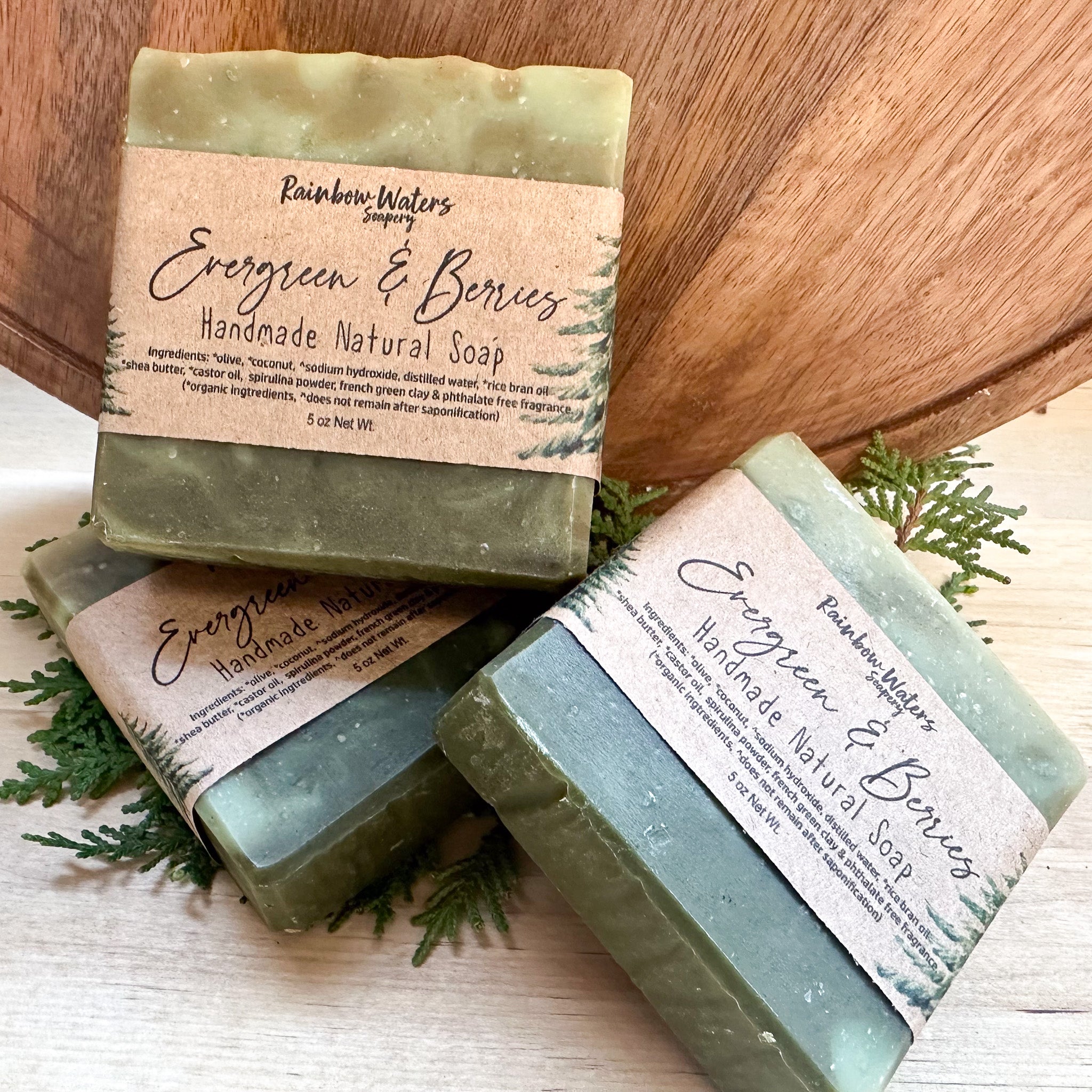 Evergreen & Berries| Handcrafted Hand & Body Soap Bar | Winter Collection | natural colorants