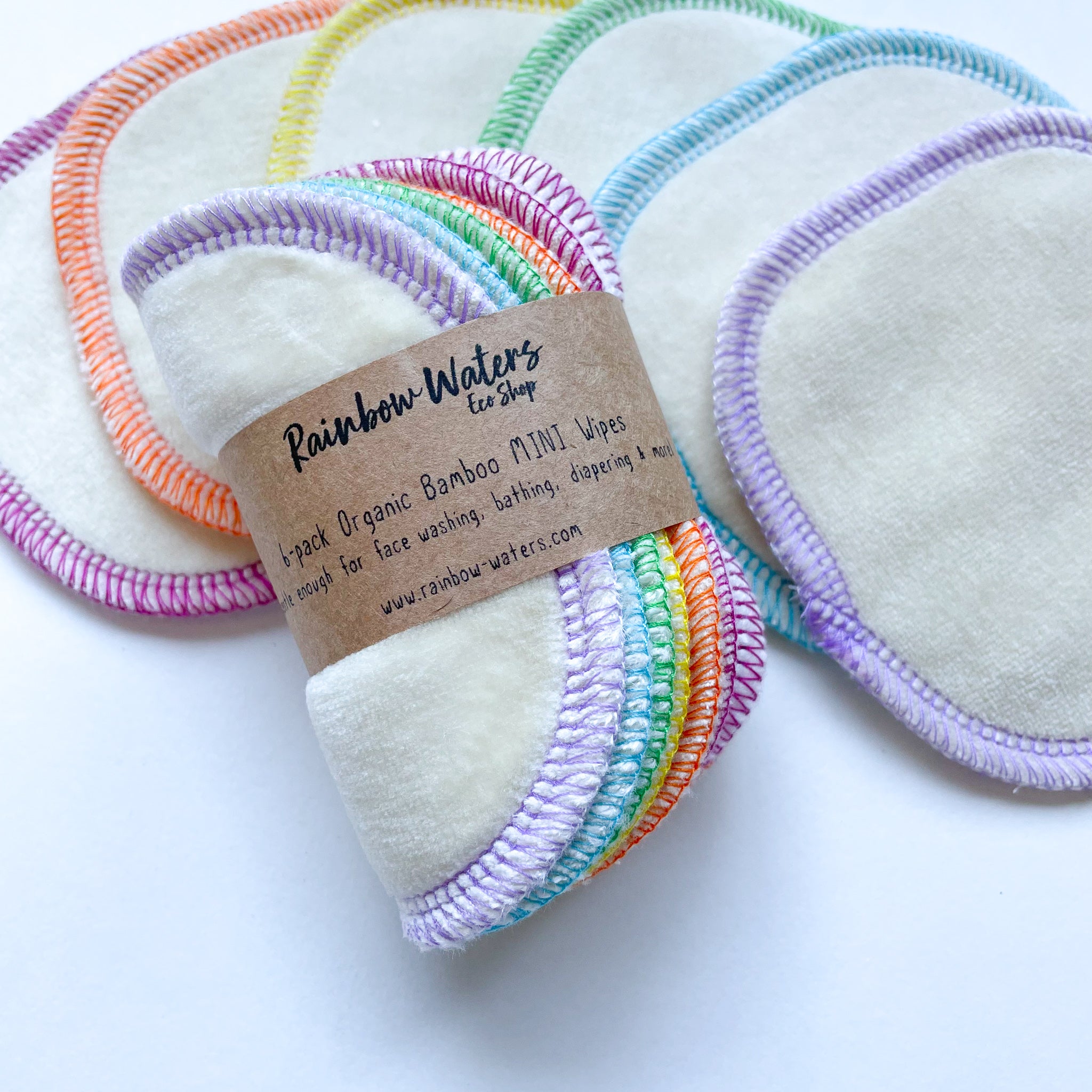 Wipe Minis | 6-pack Reusable Cloth Wipes | Organic Cotton/Bamboo Blend | 4x4 inches