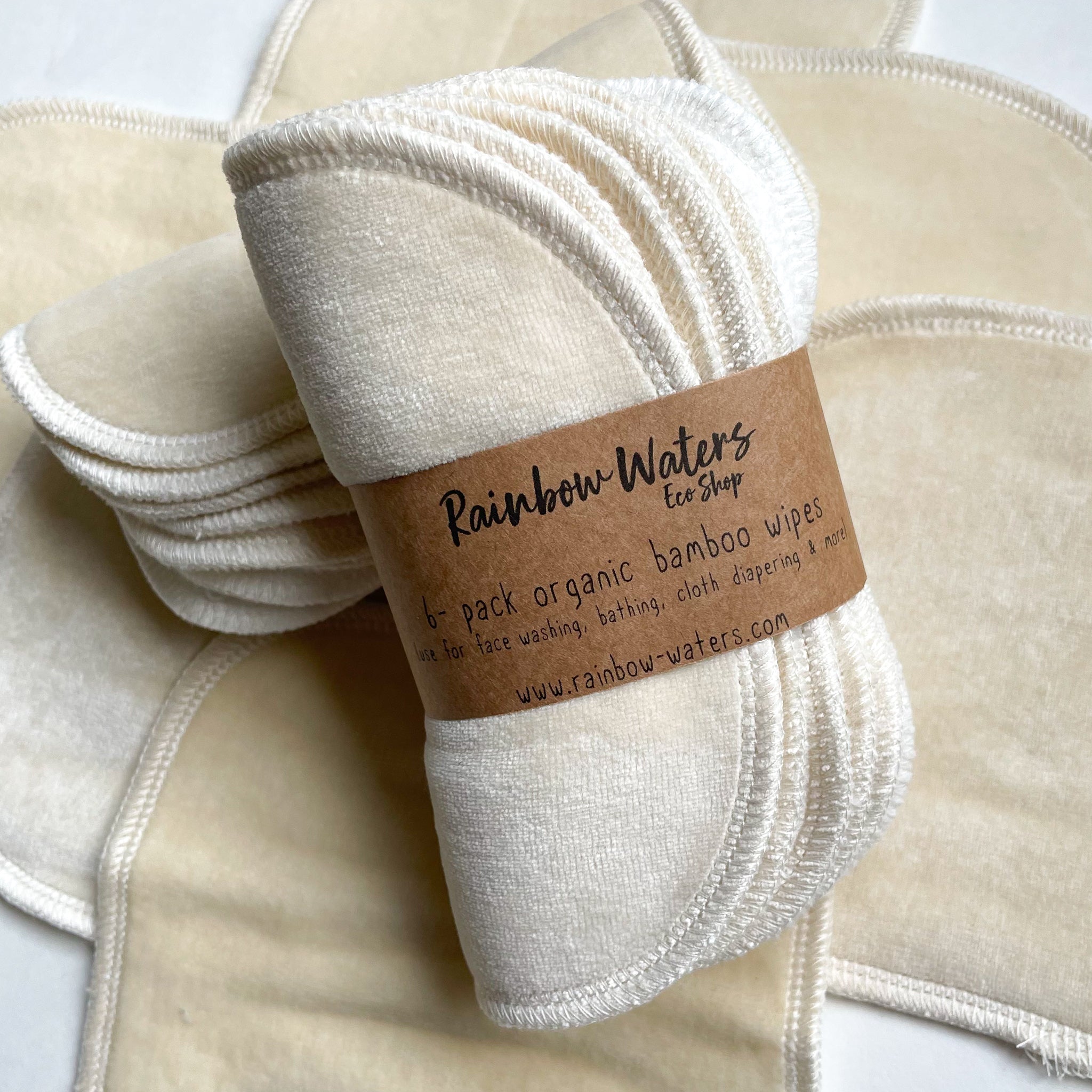 Natural/ Undyed | 6-pack | Organic Cotton/Bamboo Wipes