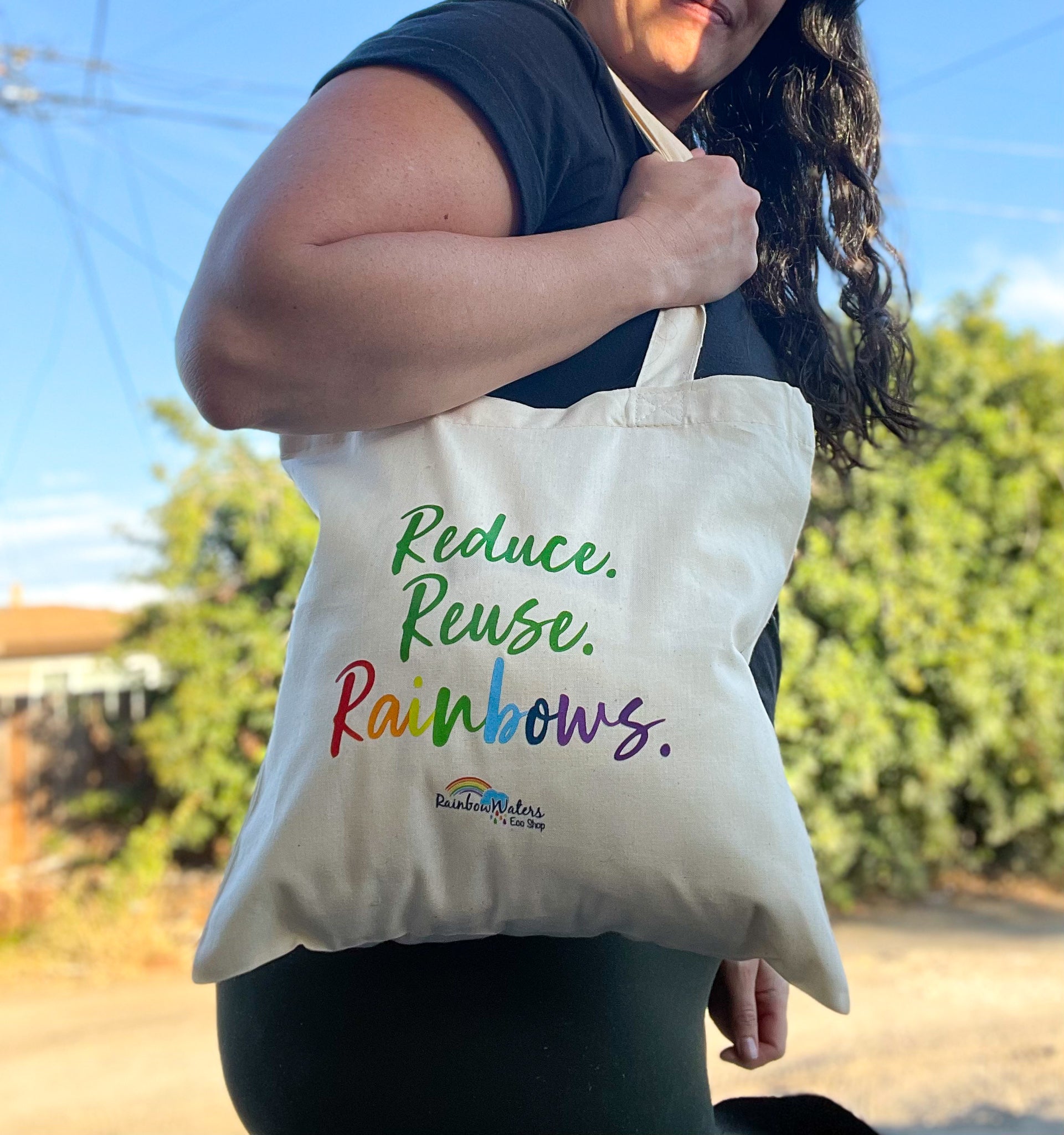 Reduce. Reuse. Rainbows. Cotton Tote Bag