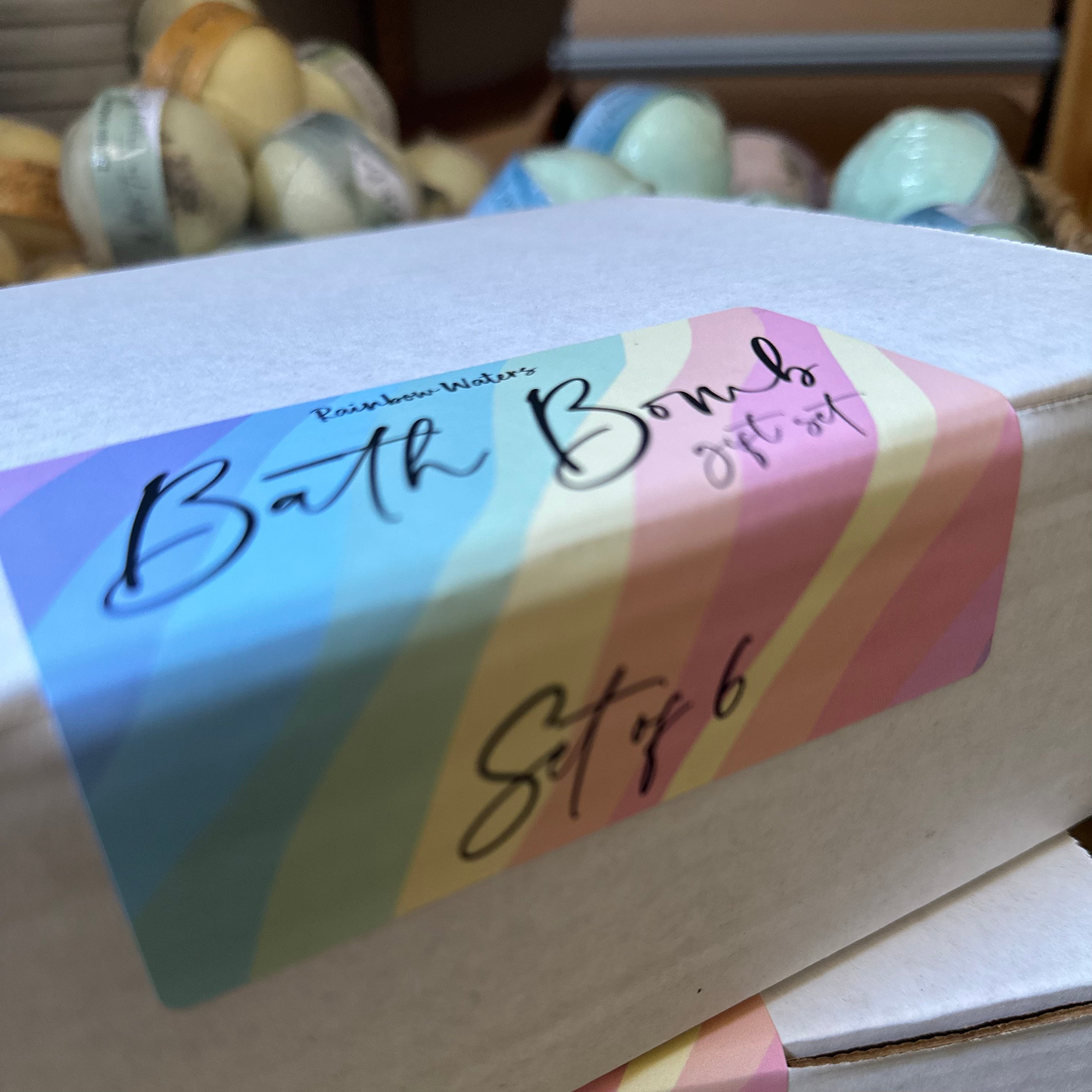 6 pack Bath Bomb Set | Soft Rainbow of Colors | goat milk | 7.5oz each