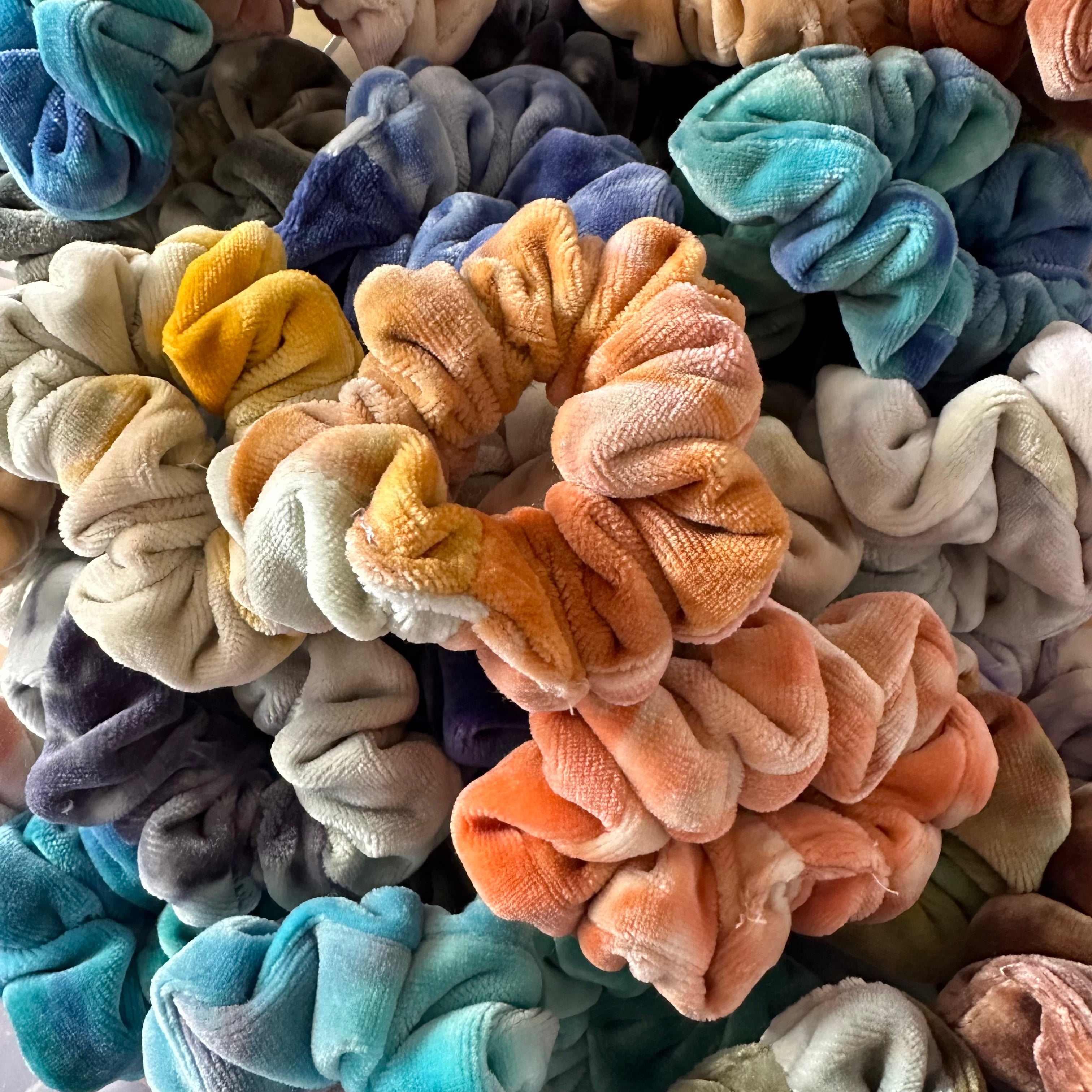 Scrunchies, hand dyed organic bamboo velour