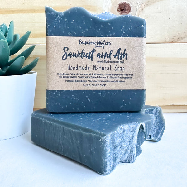 Sawdust & Ash, Handcrafted Wool Soap Bar, with activated charcoal