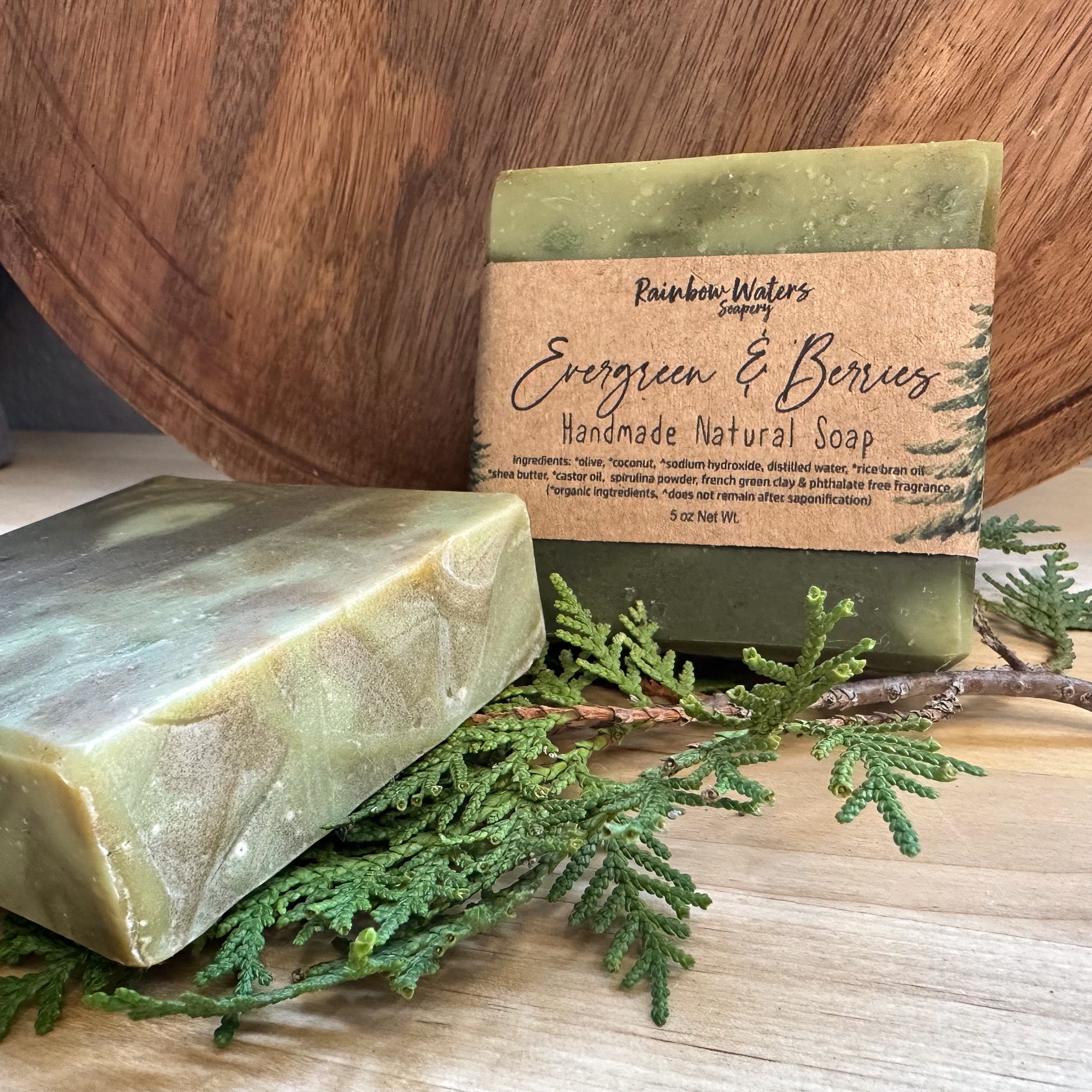 Evergreen & Berries| Handcrafted Hand & Body Soap Bar | Winter Collection | natural colorants