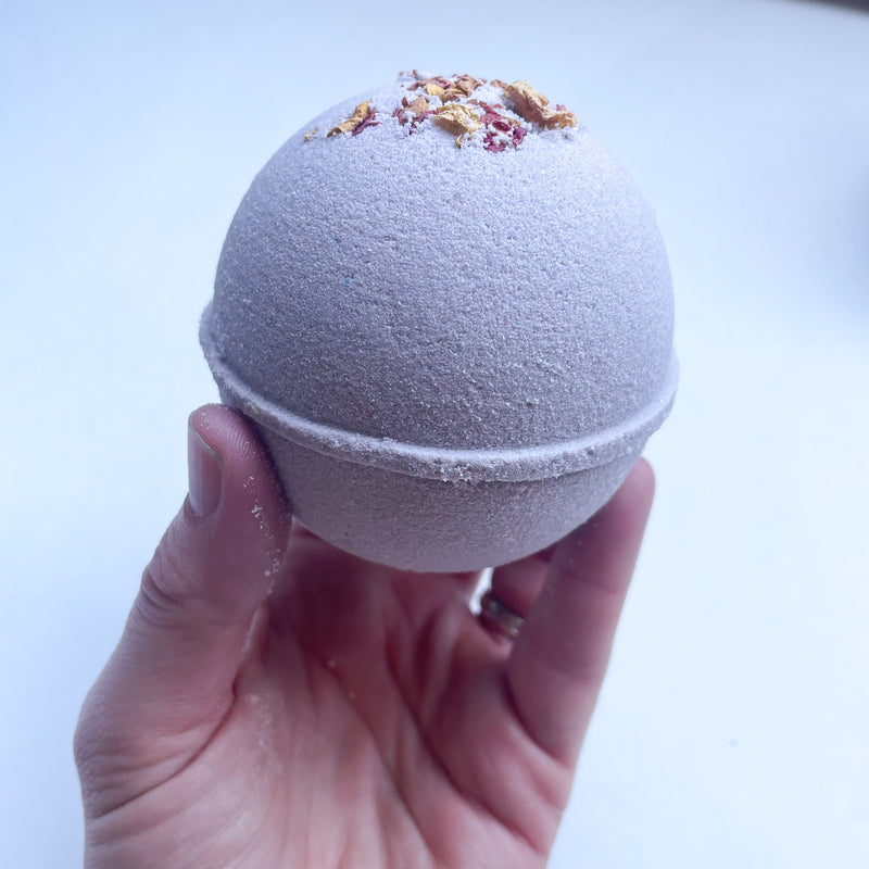 Night Violet Bath Bomb | with goat milk & dried rose petals | 7.5 ounce