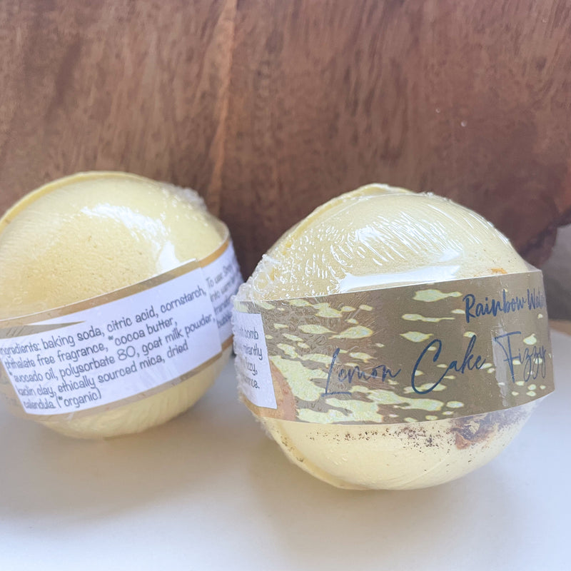 Lemon Cake Bath Bomb | with goat milk & crushed calendula petals | 7.5 ounce