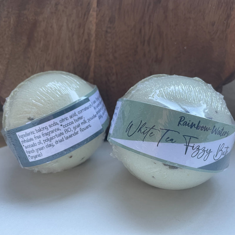 White Tea Bath Bomb | with goat milk & french green clay | 7.5 ounce