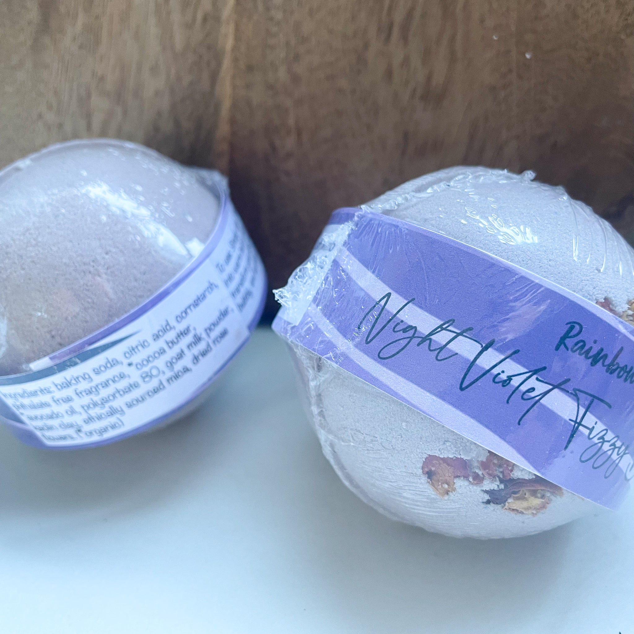Night Violet Bath Bomb | with goat milk & dried rose petals | 4.5 ounce