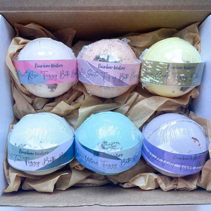 6 pack Bath Bomb Set | Soft Rainbow of Colors | goat milk | 7.5oz each