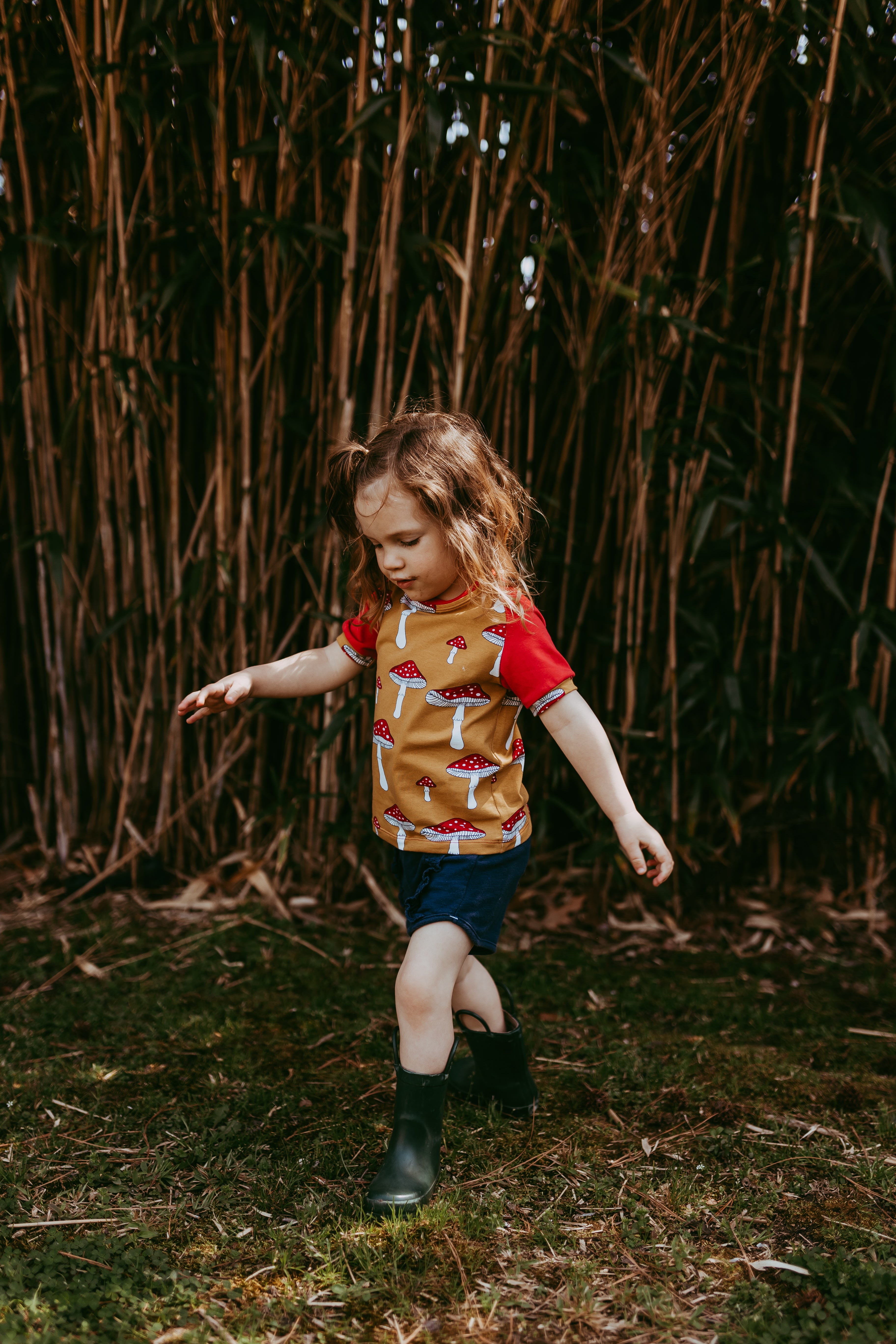 Mushrooms Raglan tee, organic cotton