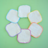 Natural with Spring Rainbow Serging  | 6-pack Reusable Cloth Wipes | Organic Cotton/Bamboo Blend