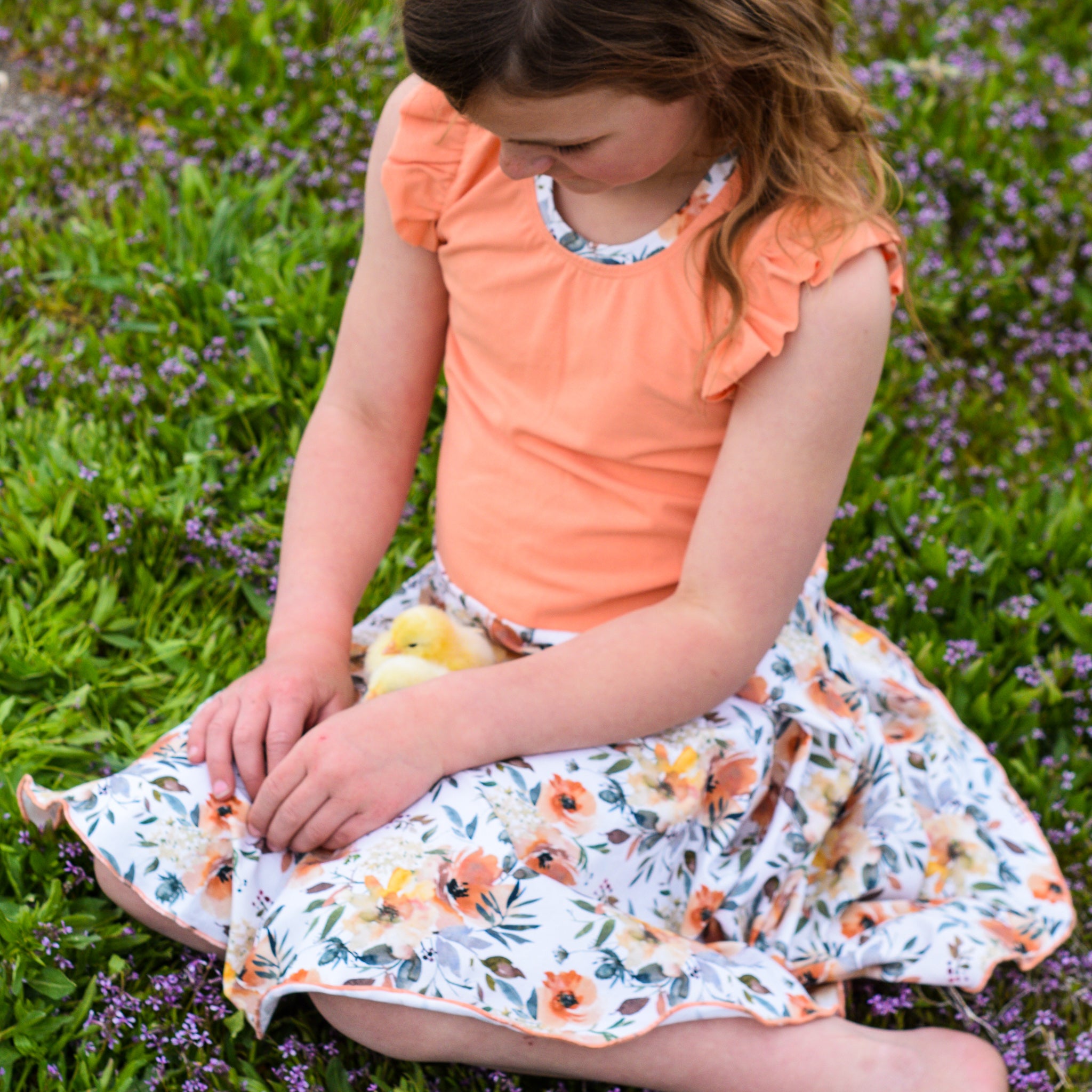 Kiara Floral twirly dress, organic cotton