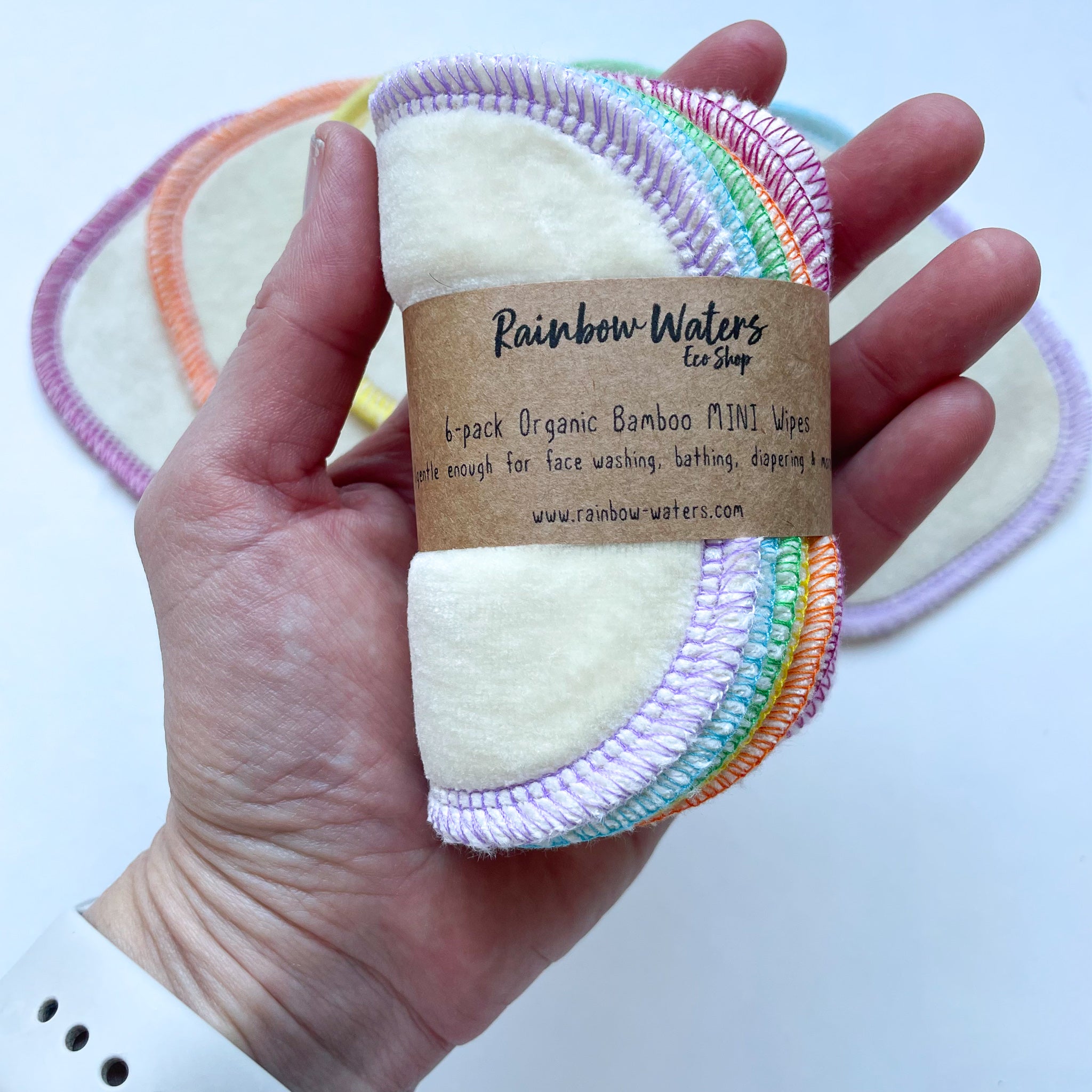 Wipe Minis  | 6-pack Reusable Cloth Wipes | Organic Cotton/Bamboo Blend | 4x4 inches