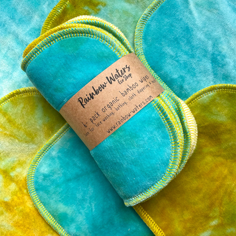 Maui Sunrise | 6-pack Reusable Cloth Wipes | Organic Cotton/Bamboo Blend