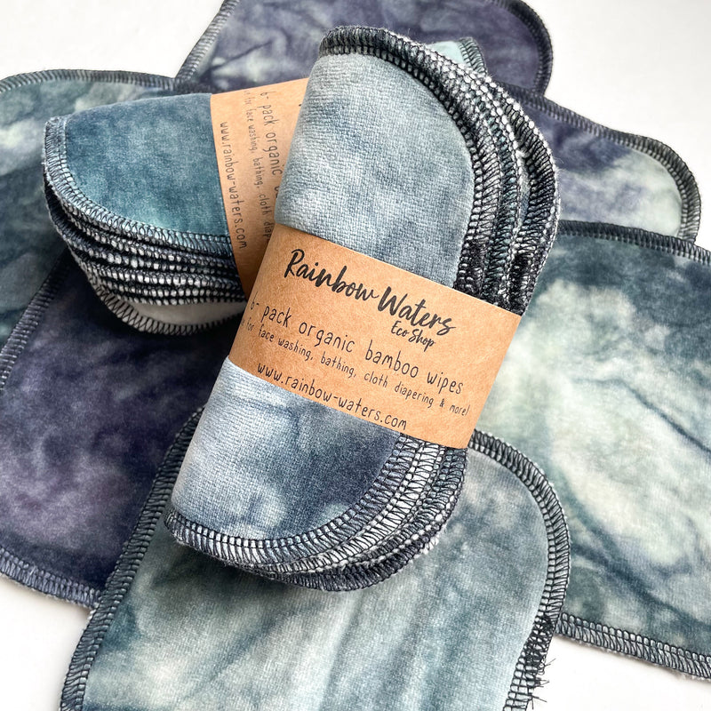 Snow Tiger | 6-pack Reusable Cloth Wipes | Organic Cotton/Bamboo Blend