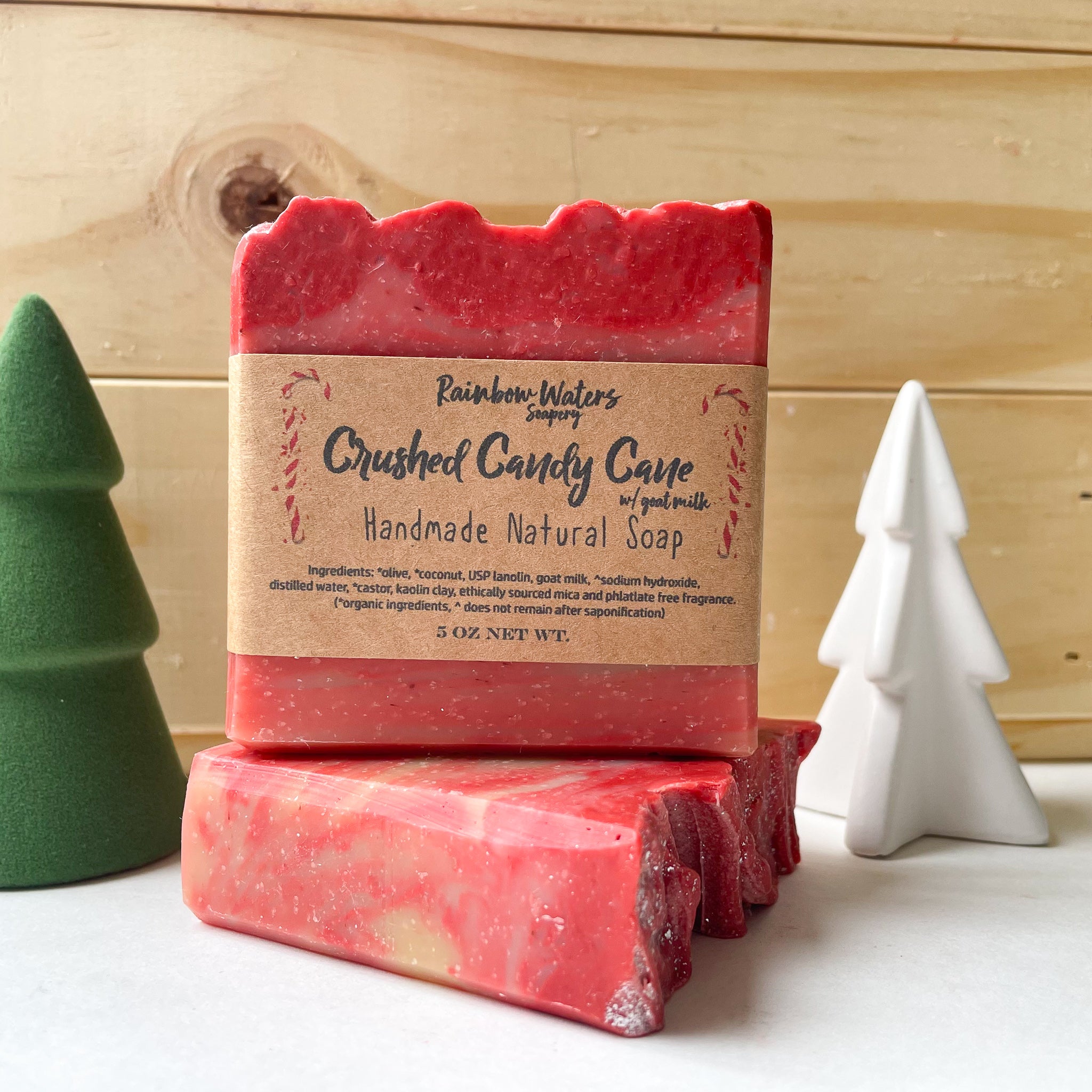 Crushed Candy Cane Handcrafted Hand & Body Soap Bar, with goat milk
