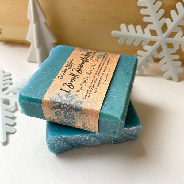 I smell Snowflakes, Handcrafted Hand & Body Soap Bar, with goat milk