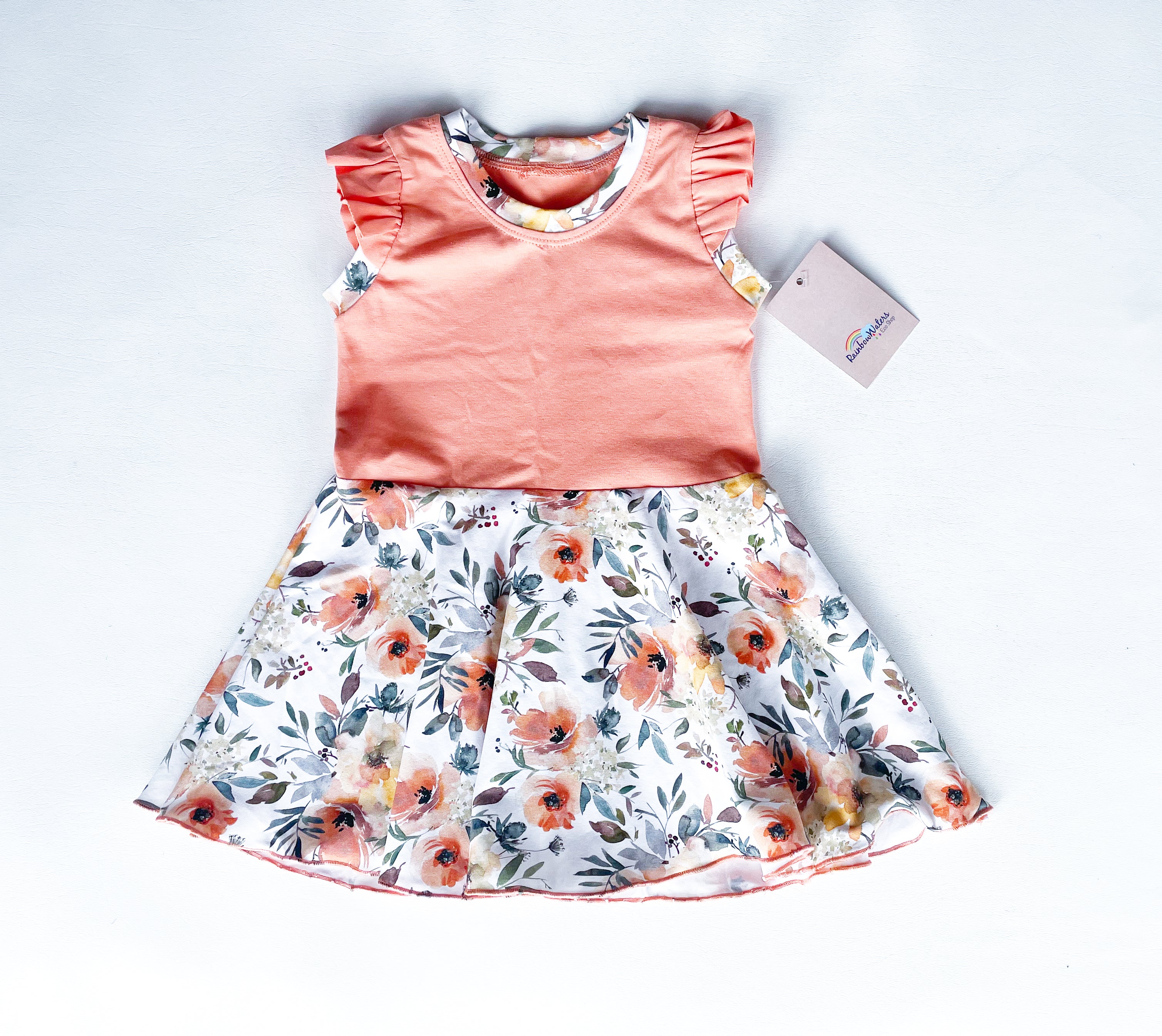 Kiara Floral twirly dress, organic cotton