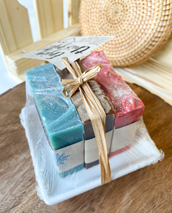 Soap Gift Set, includes 3 soaps & soap dish