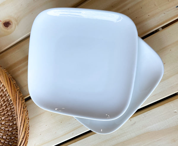 Porcelain Soap Dish, square with curved corners