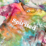 Rainbow Tie Dye, Spirited, screen printed Organic Cotton Tee