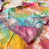 Rainbow Tie Dye, Spirited, screen printed Organic Cotton Tee