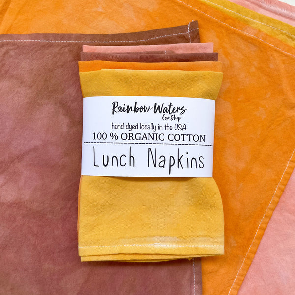 4-pack Lunch Napkins | Hand Dyed | Organic Cotton | 2 color choices