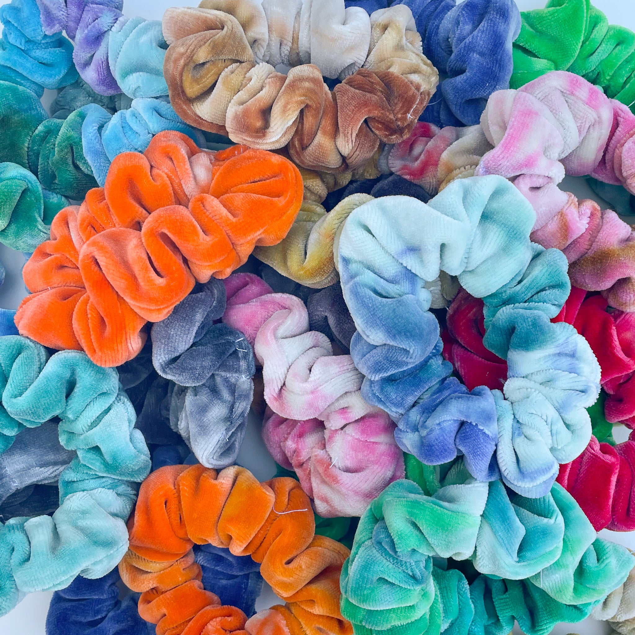 Scrunchies, hand dyed organic bamboo velour