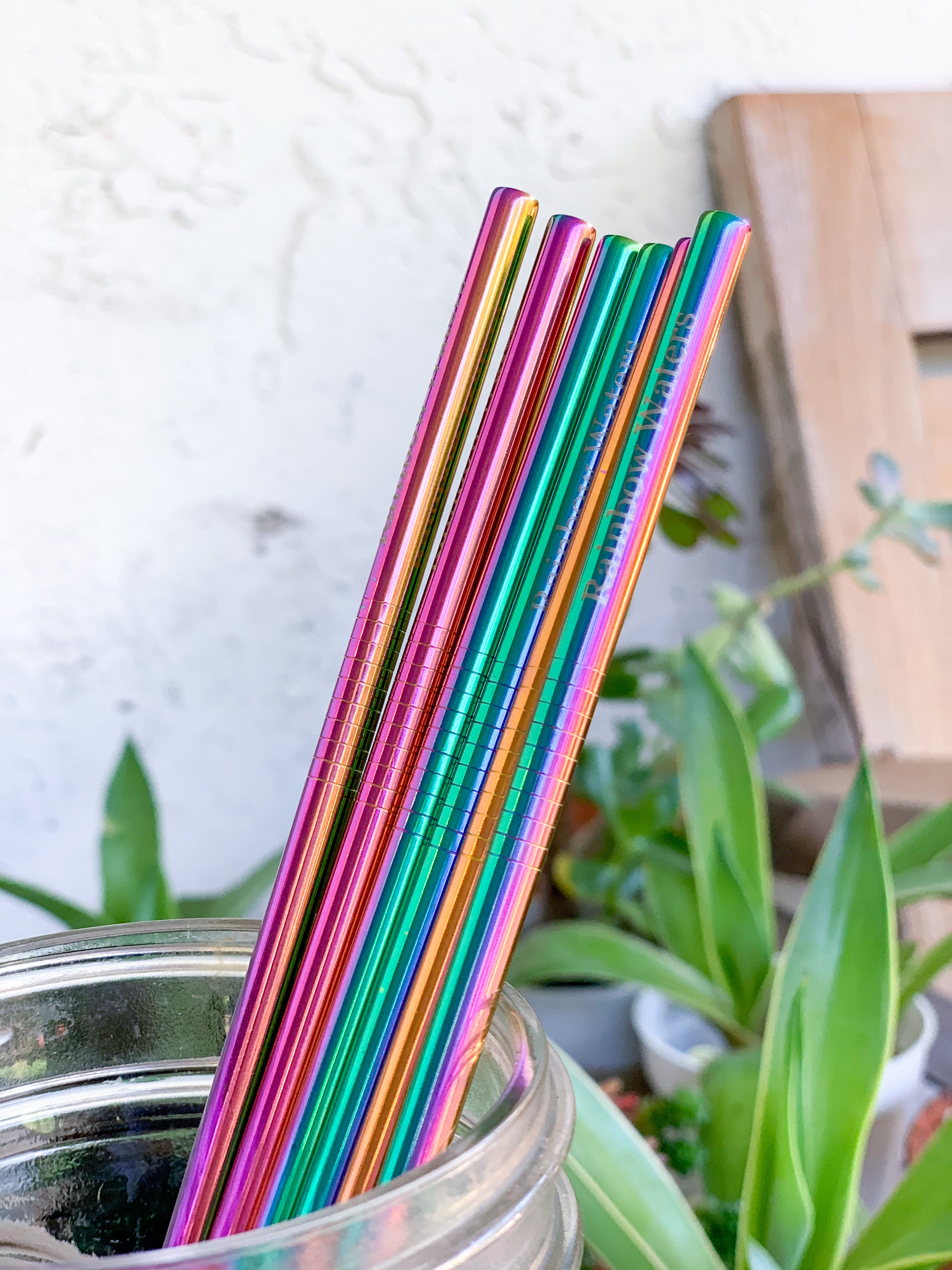 Stainless Steel Reusable Straws, rainbow