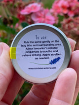 Bug Bite Salve, with soothing lavender, 1/2 oz tin
