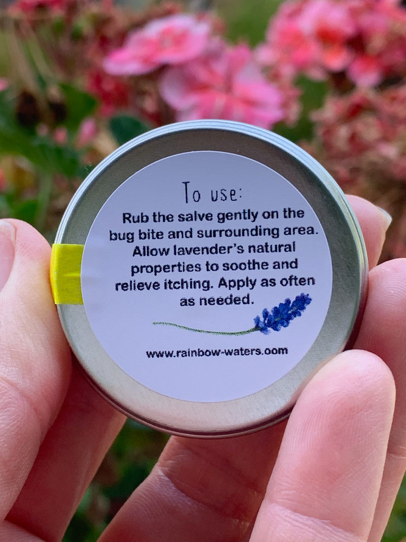 Bug Bite Salve, with soothing lavender, 1/2 oz tin
