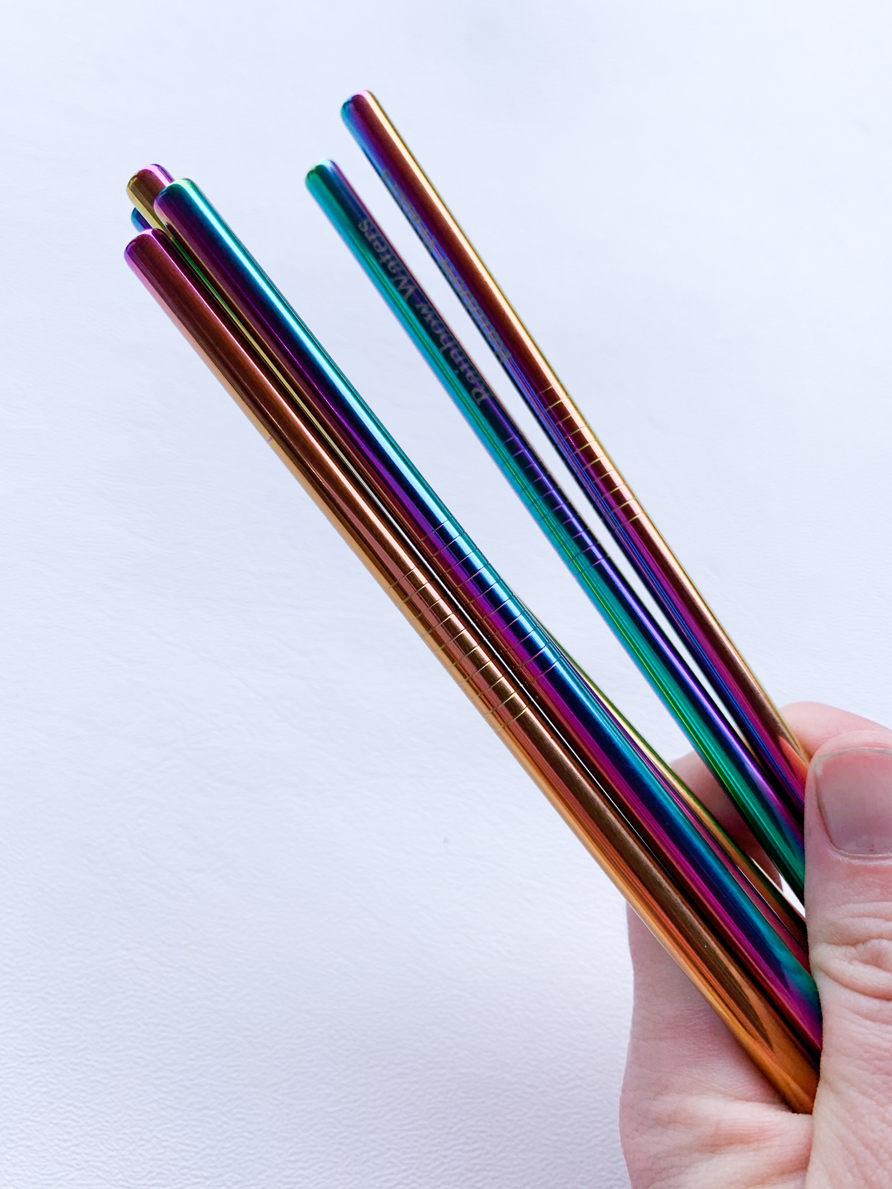 Stainless Steel Reusable Straws, rainbow