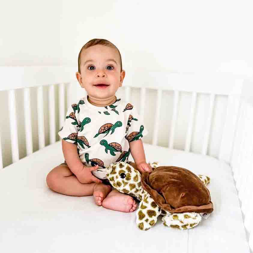 Sea Turtles Ringer tee, organic cotton